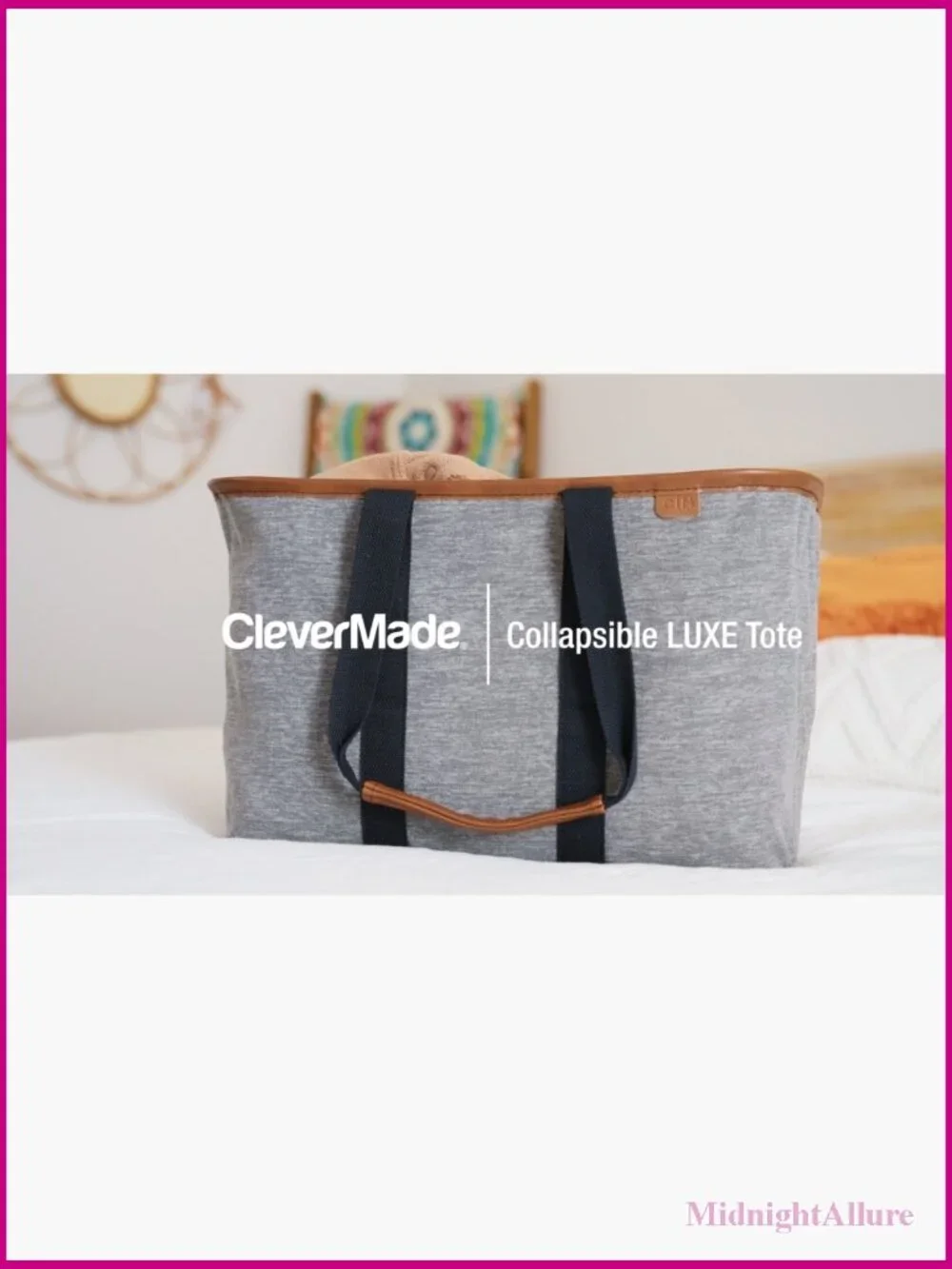 30L Collapsible Grocery Tote - Foldable Reusable Shopping Bag with Handles